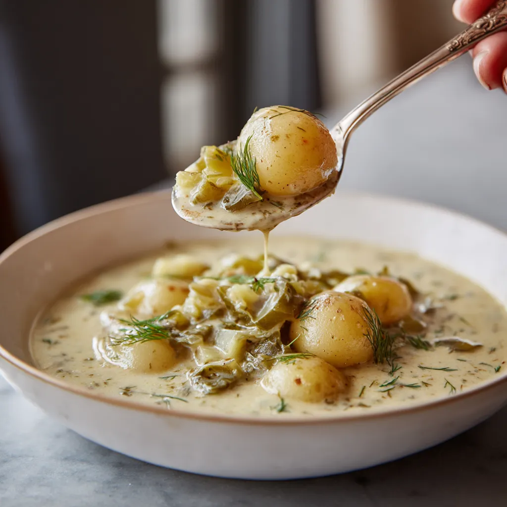 Dill Pickle Soup z Nowymi Paprykami.