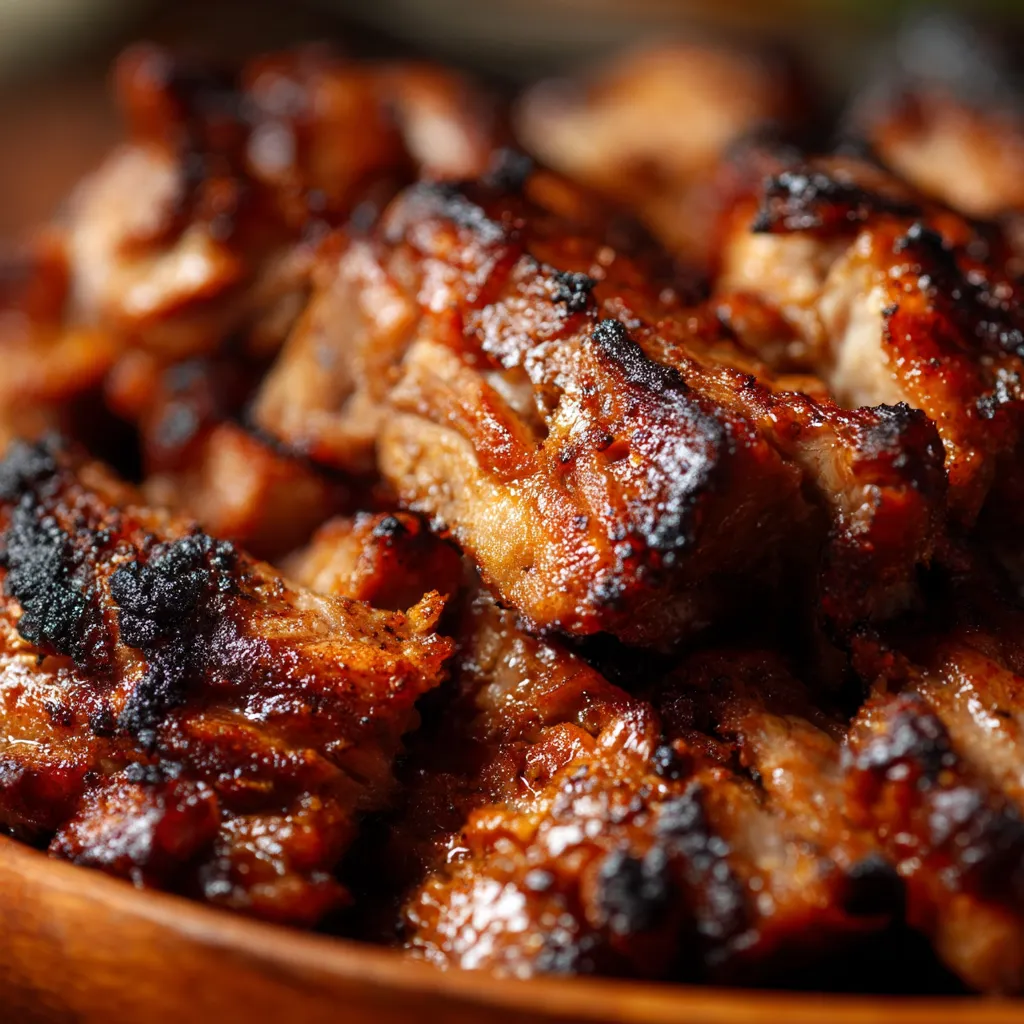 W karkówce (Grilled Pork Neck) są gotowane kawałki kawy z karkiem.