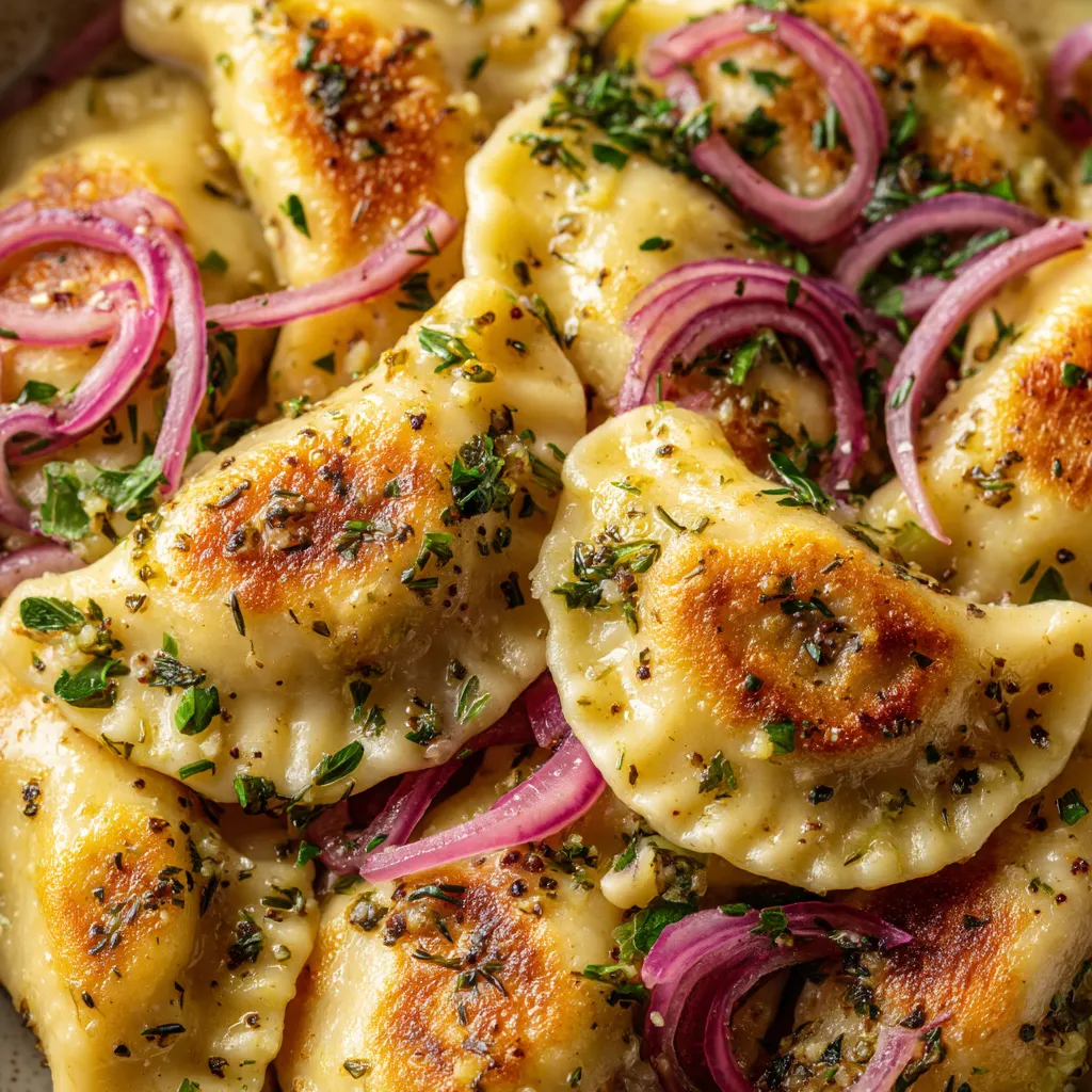 Obraz przedstawia delikatne pierogi z herbatą almond cheese.