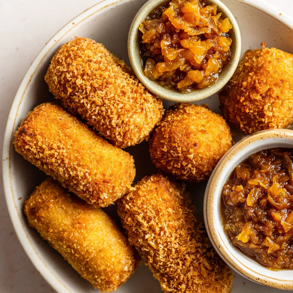 Bigos Croquettes with Apple Mustard Dip.