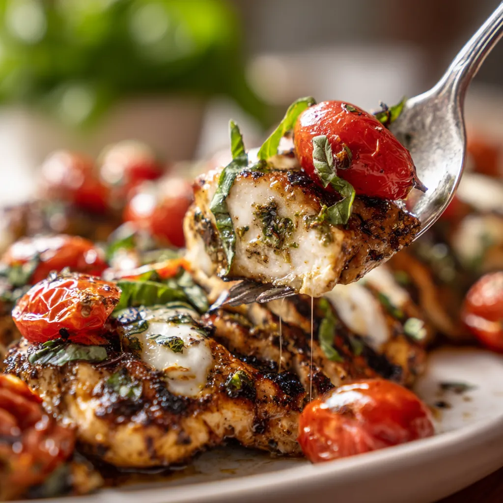 Na tle zielonych warzyw, na płycie stoi grilled pesto chicken flatbread.