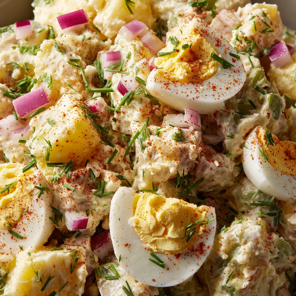 W obrazie przedstawiona jest klasyczna potato salad.