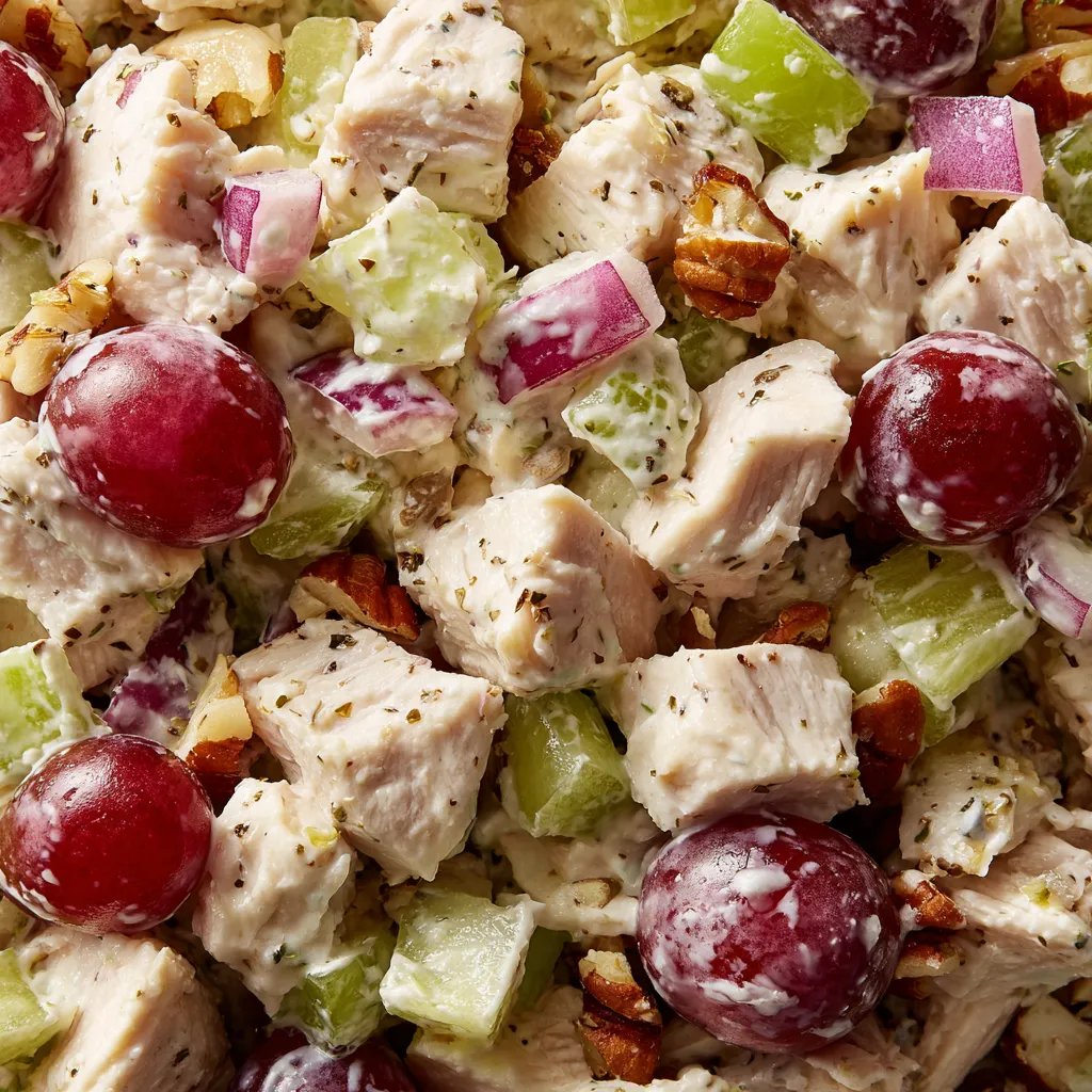 Chicken Salad z Grapes towarzyszy zestaw złożony z mięsa.