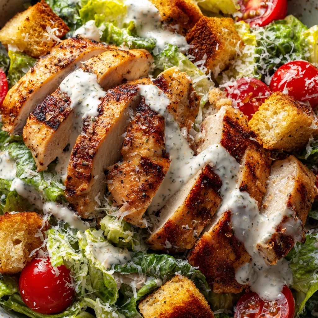 Grilled chicken salad z dodatkiem pizzy.