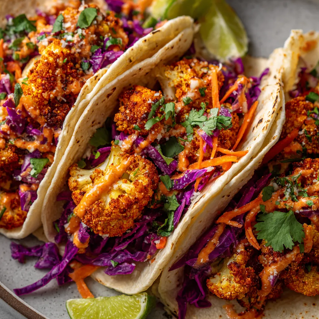 Na tle zielonego tła, na płycie stoi kilka tacos z różnymi składnikami.