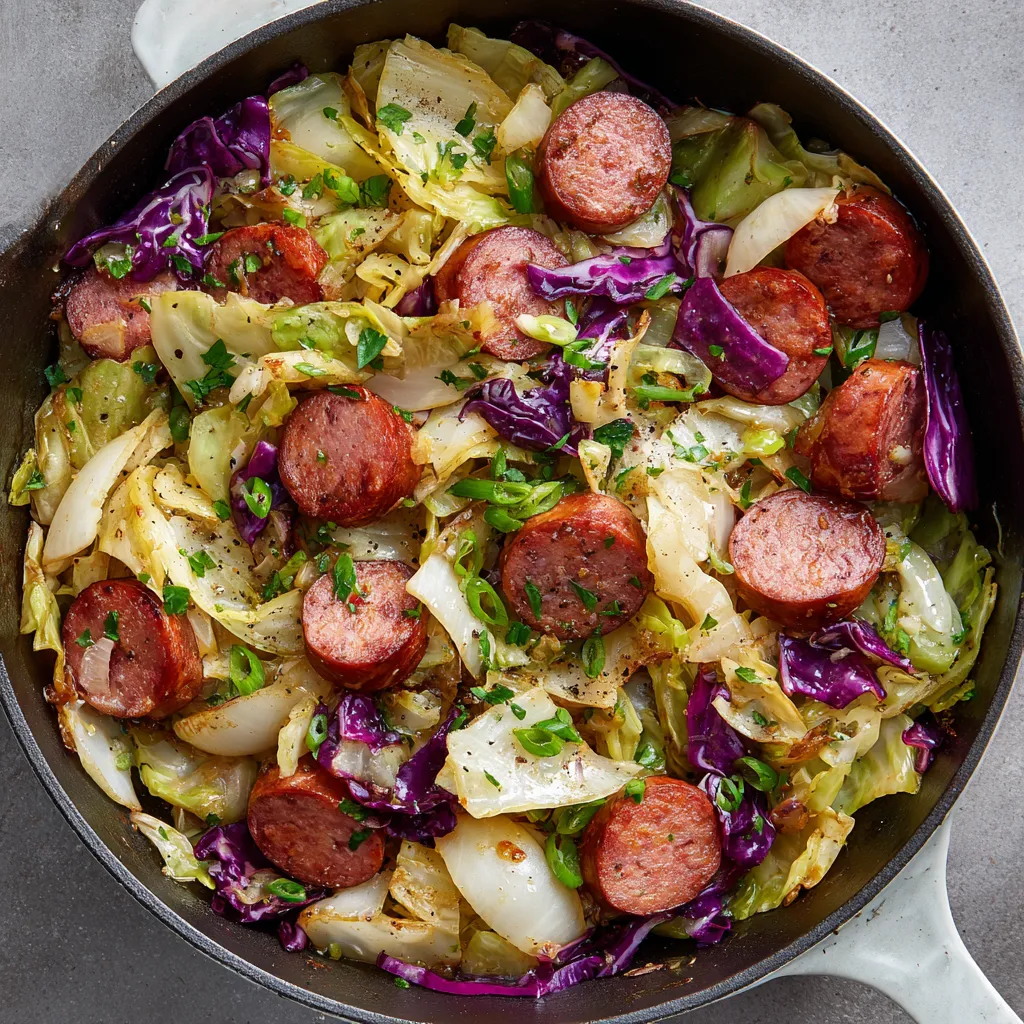 W poêlée de Kielbasa et Chou są umieszczone różne składniki.