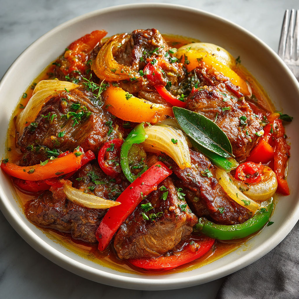 A bowl of meat and vegetables.