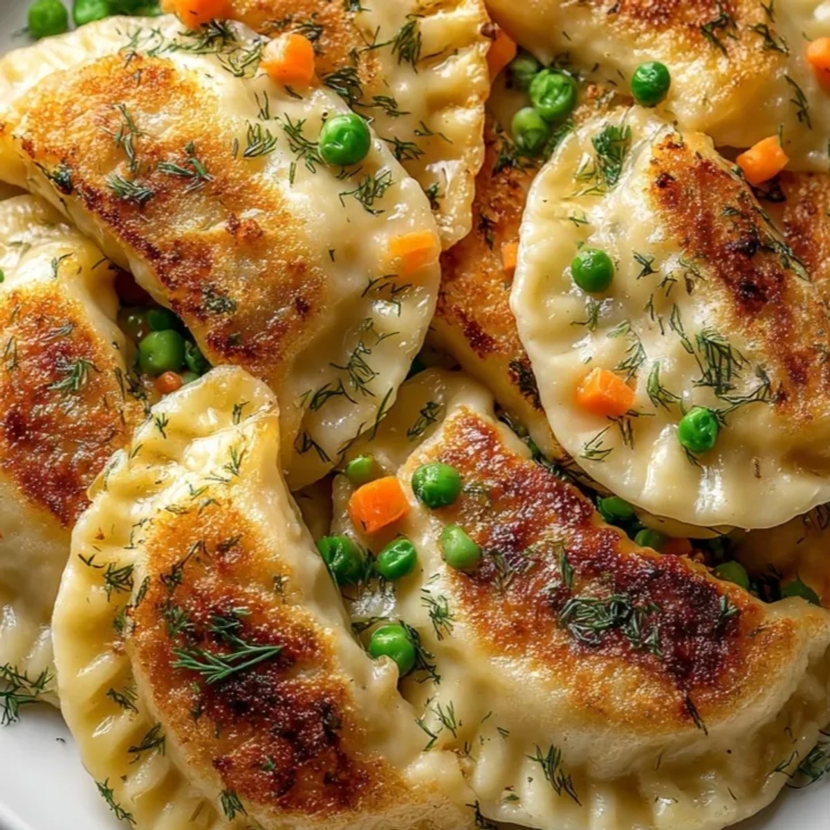 Domowe Vegetable Pierogi gotowe do smażenia na maśle.