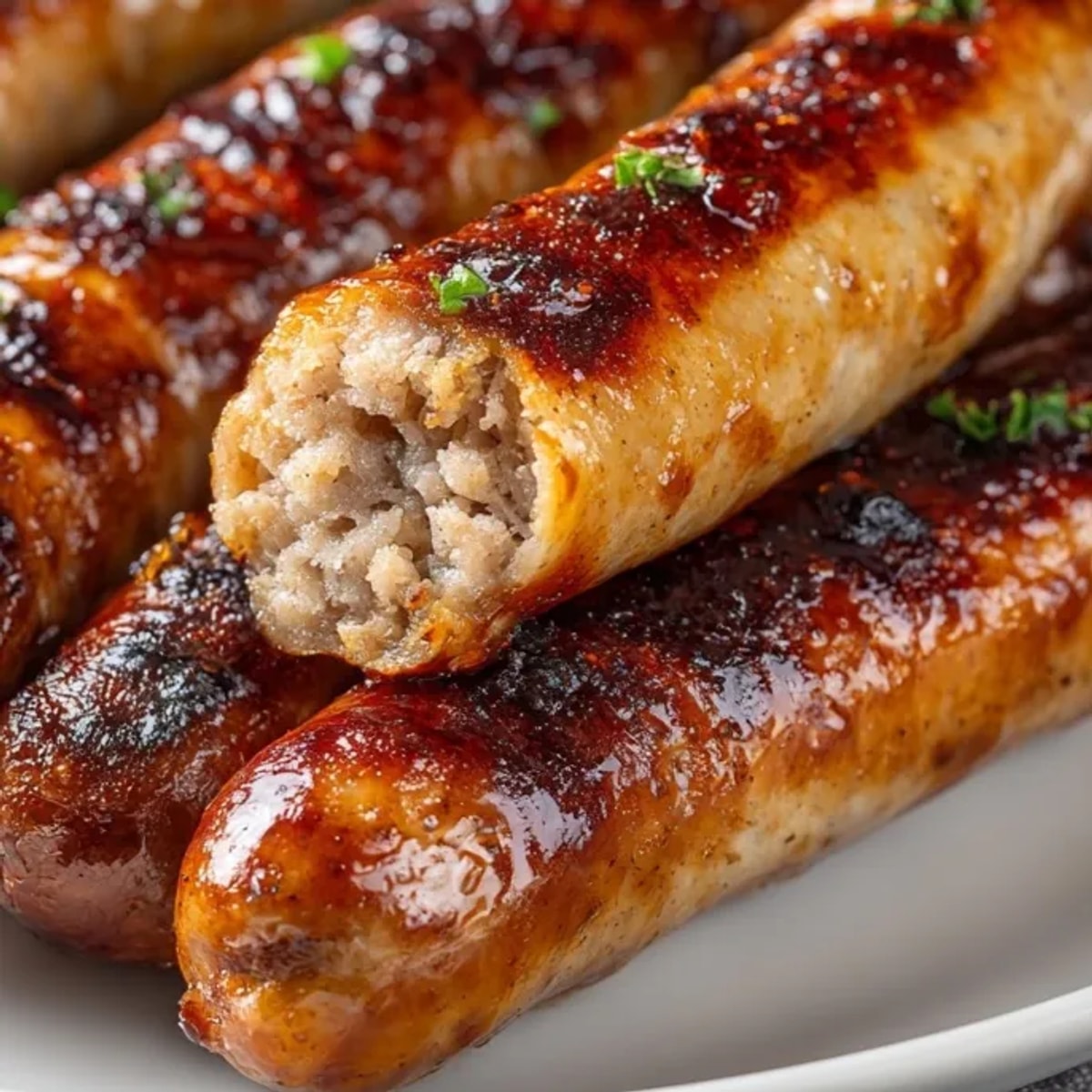 Soczysta domowa kiełbasa z grilla, idealna na letnie przyjęcie z przyjaciółmi.