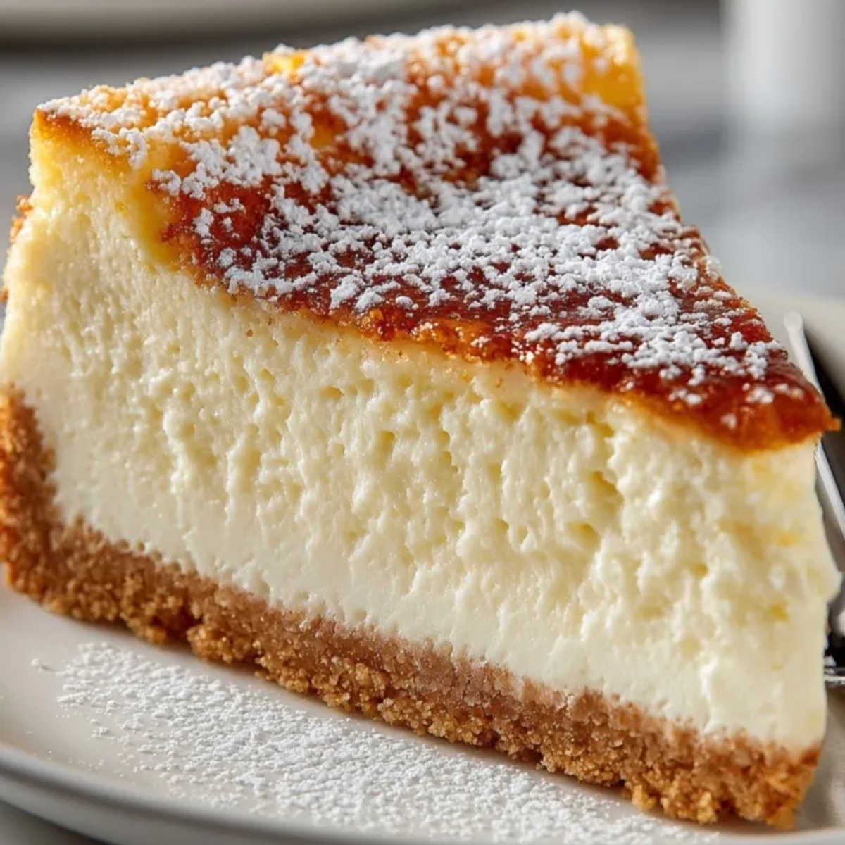 Kremowy, domowy sernik polski, świeżo upieczony, pachnący wanilią, idealny deser na każdą okazję.