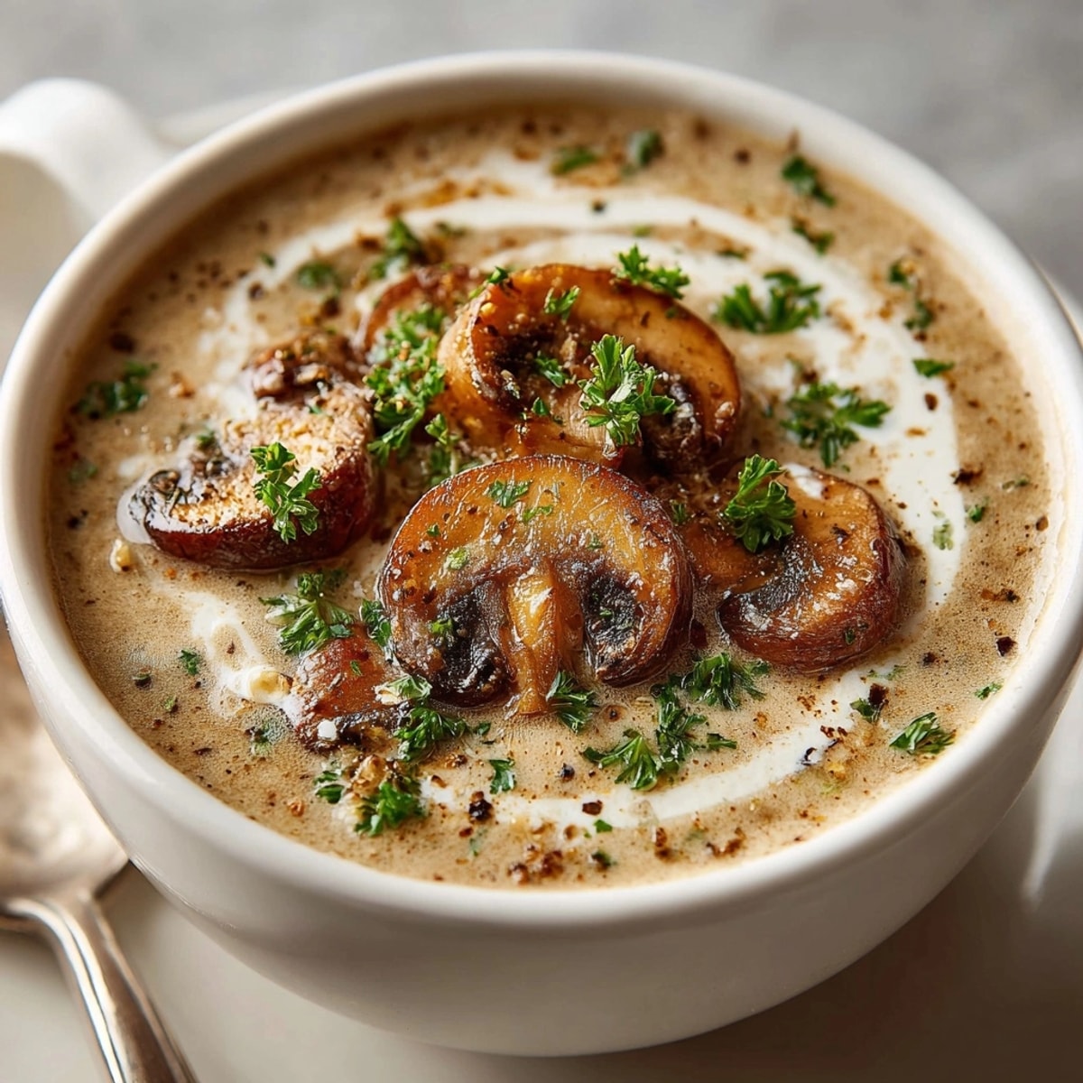 Przygotuj szybko domową Rapid Mushroom Soup, kremową i aromatyczną - idealna na obiad.