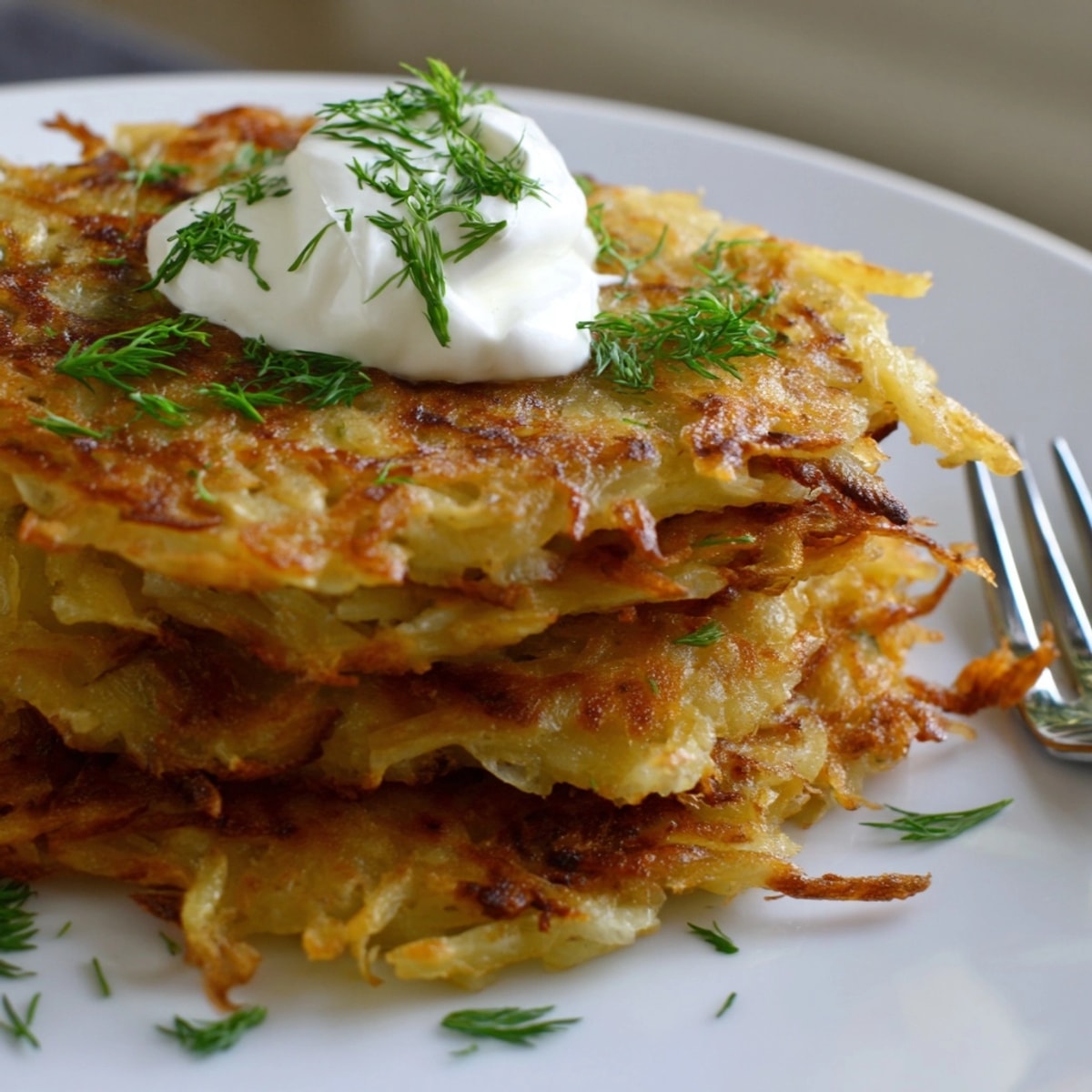Domowe, pachnące placki ziemniaczane usmażone na złoty kolor: przepis na komfortowe jedzenie.