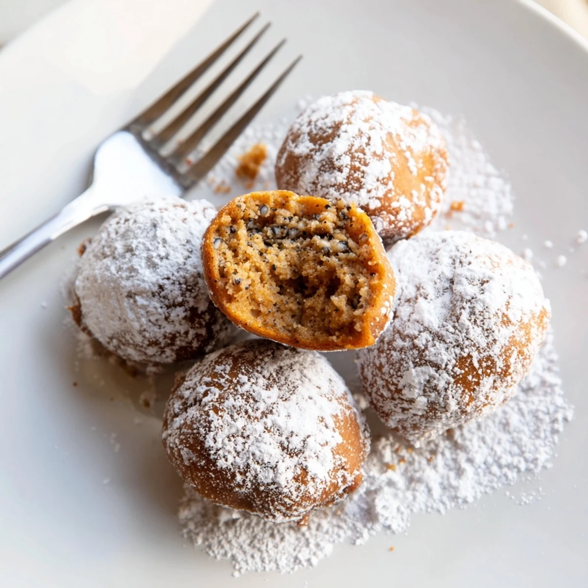 Delicious pumpkin poppy seed paczki bites, perfect with coffee for a cozy dessert experience.