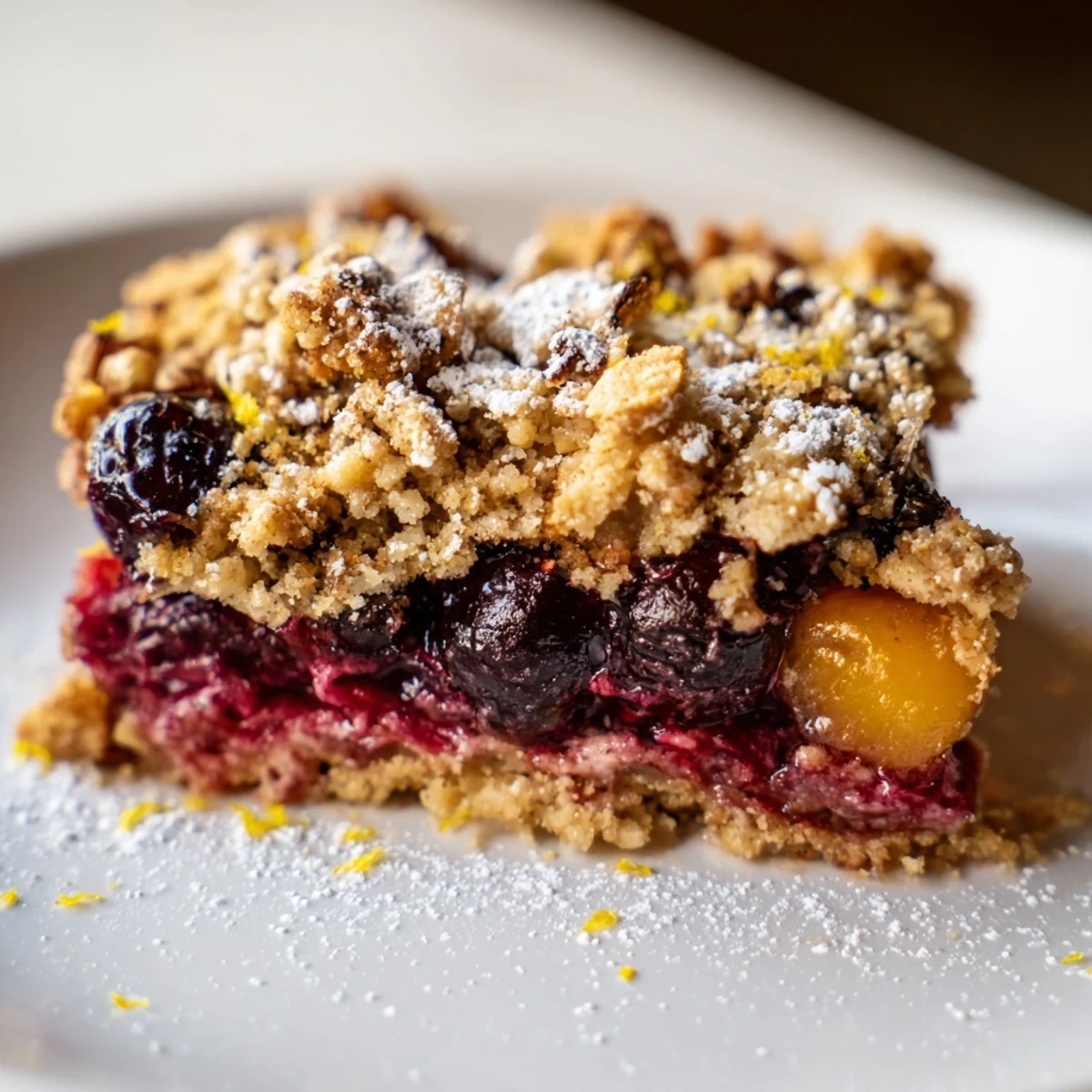 Crumble of Cherry Kutia blends crunchy and juicy layers in a festive dessert.