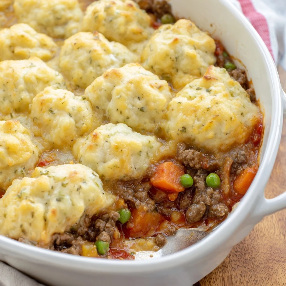 Kuskus zapiekanka z pulchnymi kluskami w aromatycznym sosie mięsnym.  