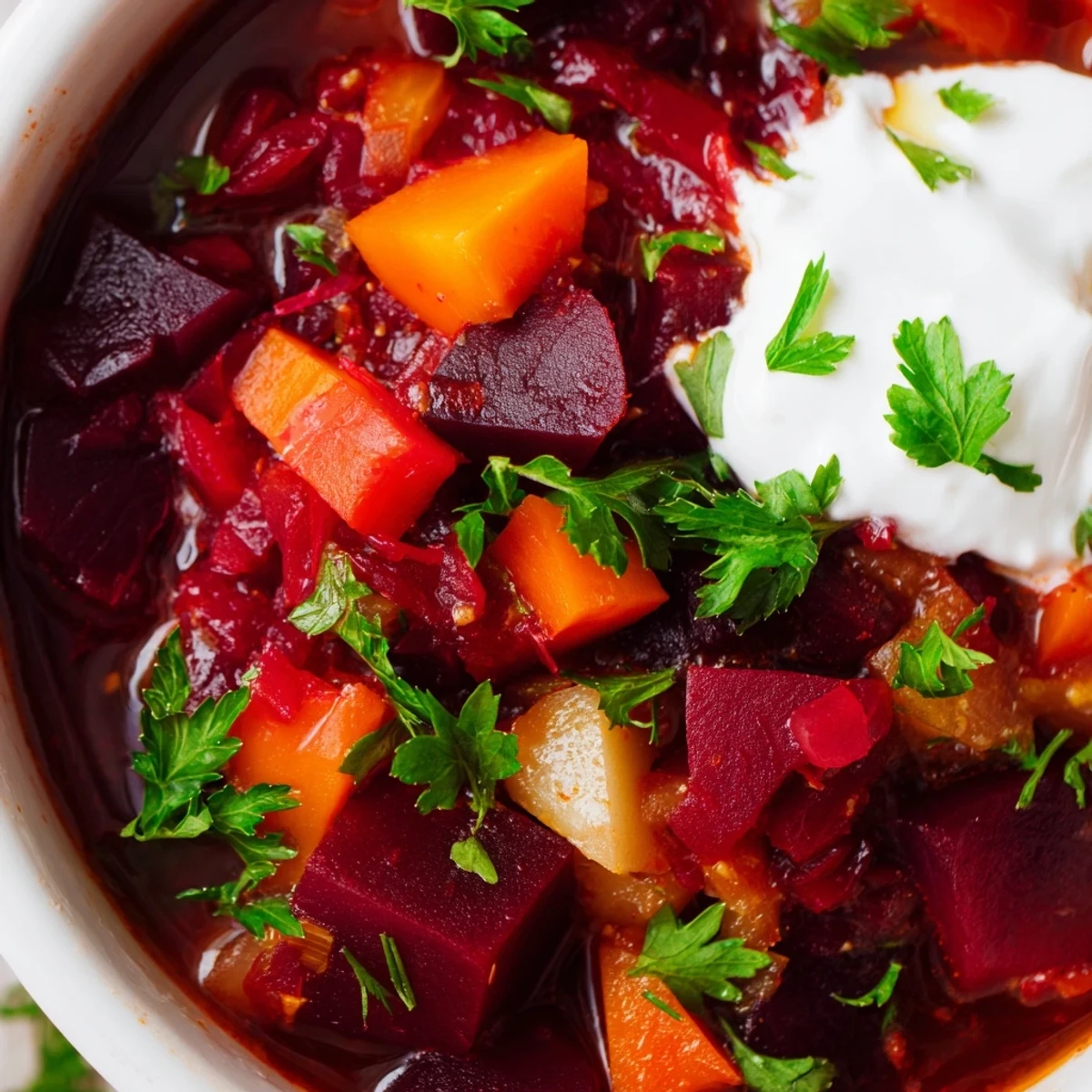 Pojemniki z gęstym gulaszem z buraków, idealne na przytulny obiad.