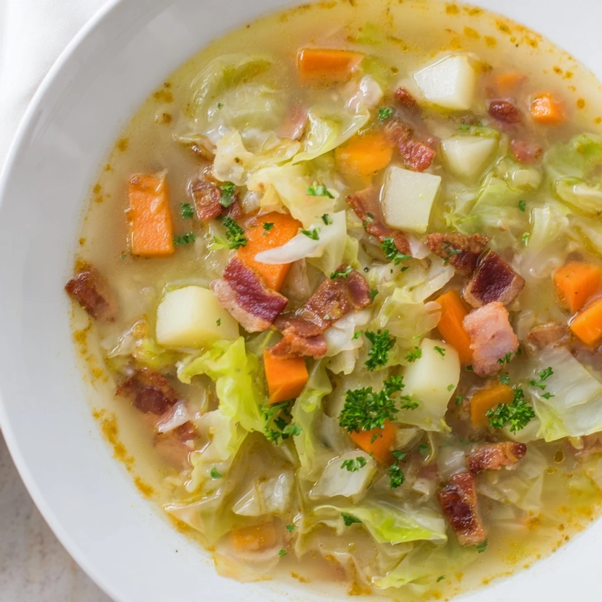 Aromatyczna zupa z kapusty i boczku, wędzona papryka dodaje głębi smaku, świetna na chłodne dni.