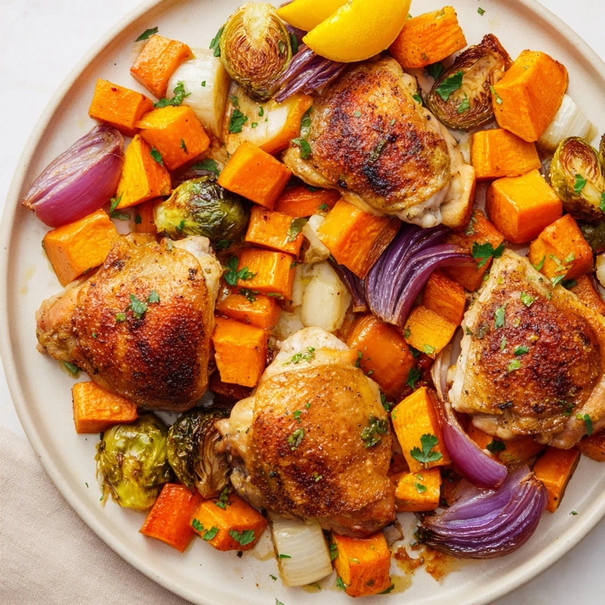 Kolorowe jednorynkowy pieczone warzywa zimowe z tofu, z chrupiącymi warzywami i złotym tofu, kuszące.