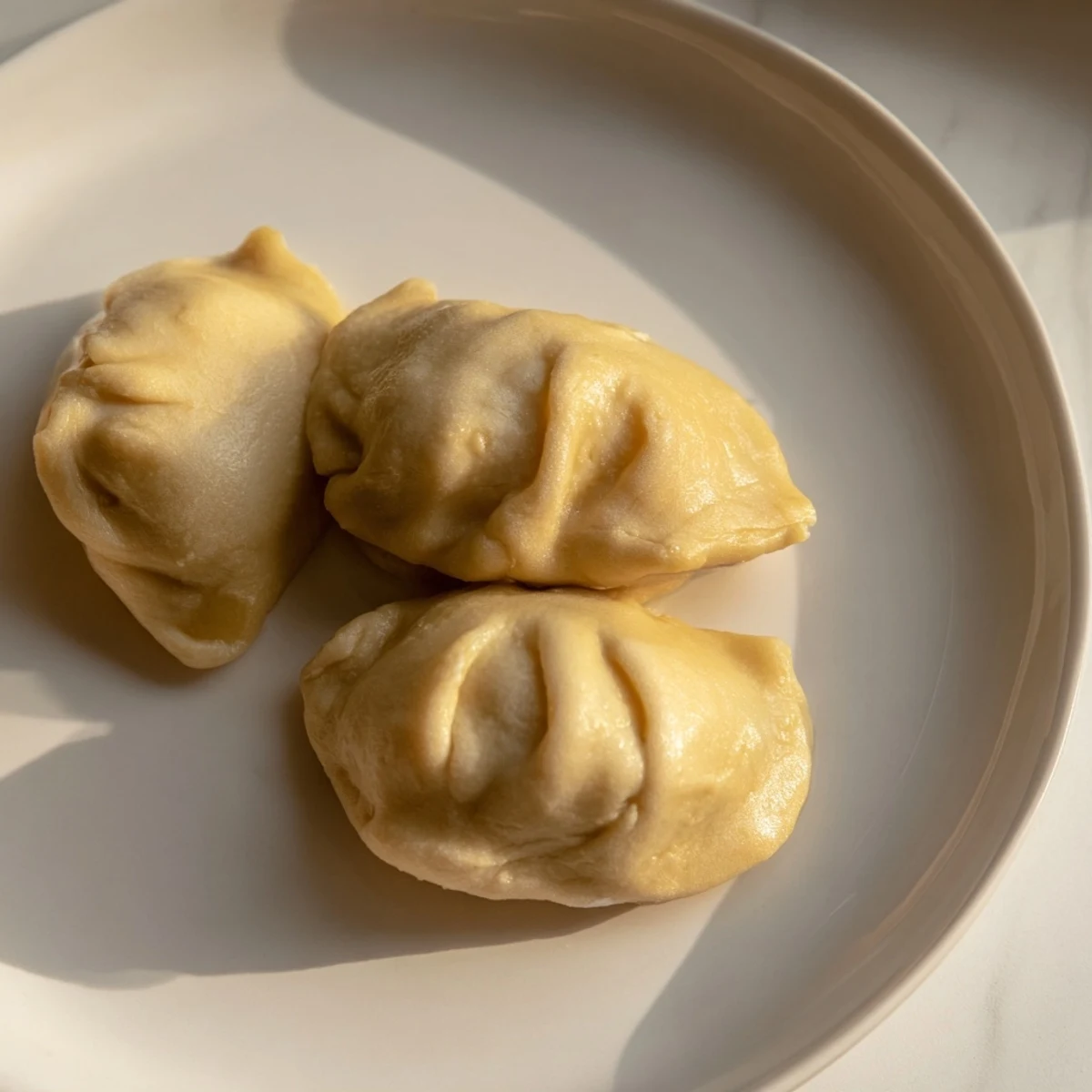 Freshly boiled sweet pierogi, ready to serve with optional sour cream or fresh berries.