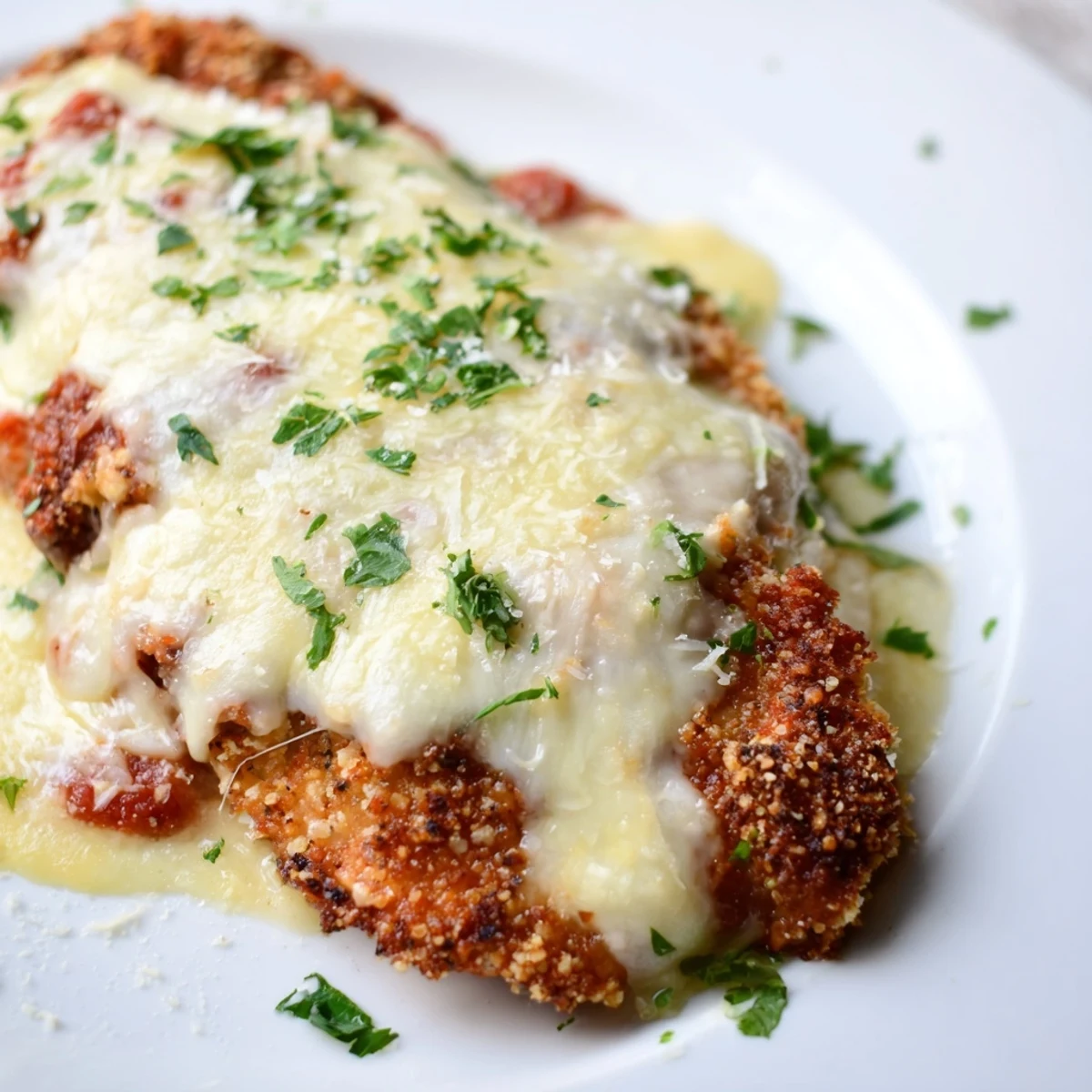 Pyszny, zapieczony schabowy z warstwą roztopionego sera, idealny na urozmaicony obiad.