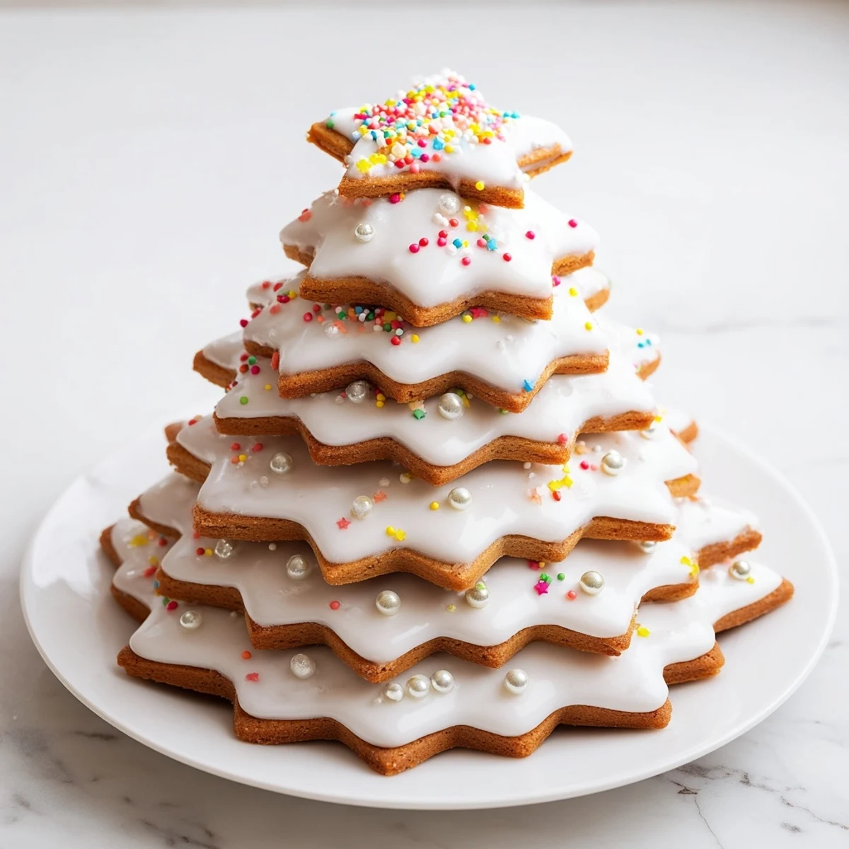 Close-up of a freshly made Budget Polish Gingerbread Tree, ready for decorating with icing and candies.