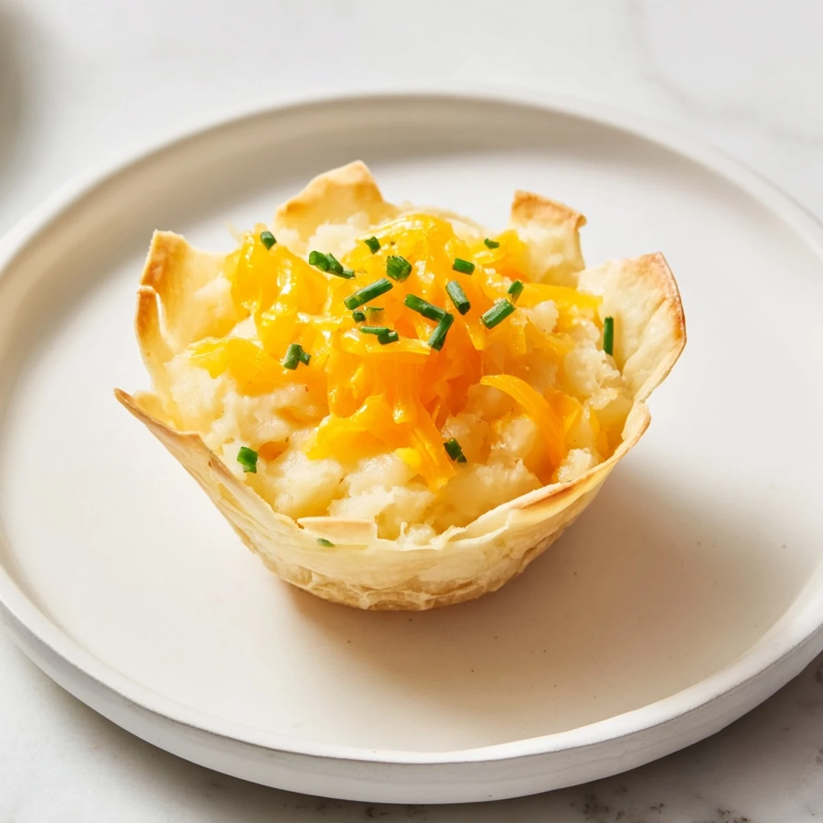 Crispy air fryer pierogi express cups, golden brown and filled with cheesy mashed potatoes.