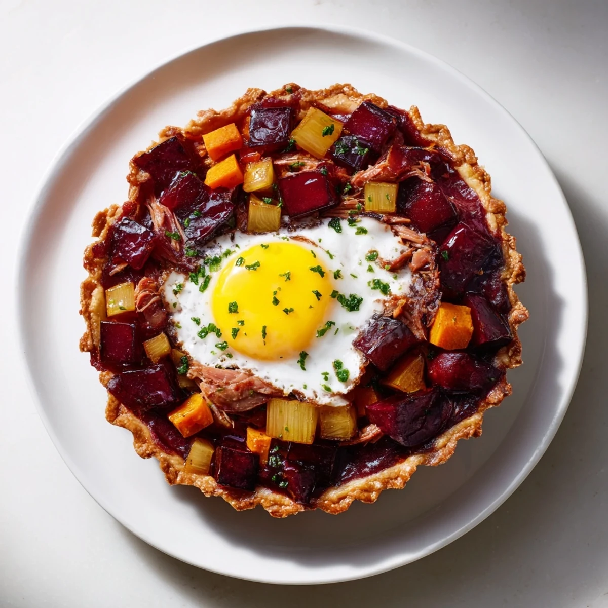 Golden-brown Czarnina Tartlets, a modern Polish dish with flaky pastry and a dark, flavorful sauce.