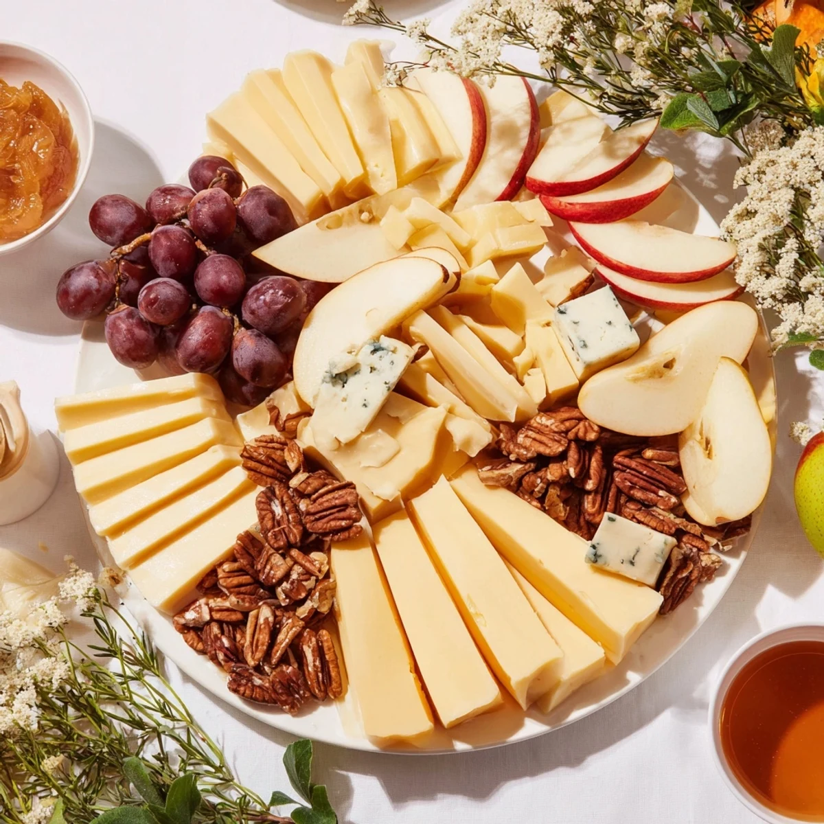 Festive Winter Cabin Cheese Display, perfect for a cozy gathering with cheeses and crackers.