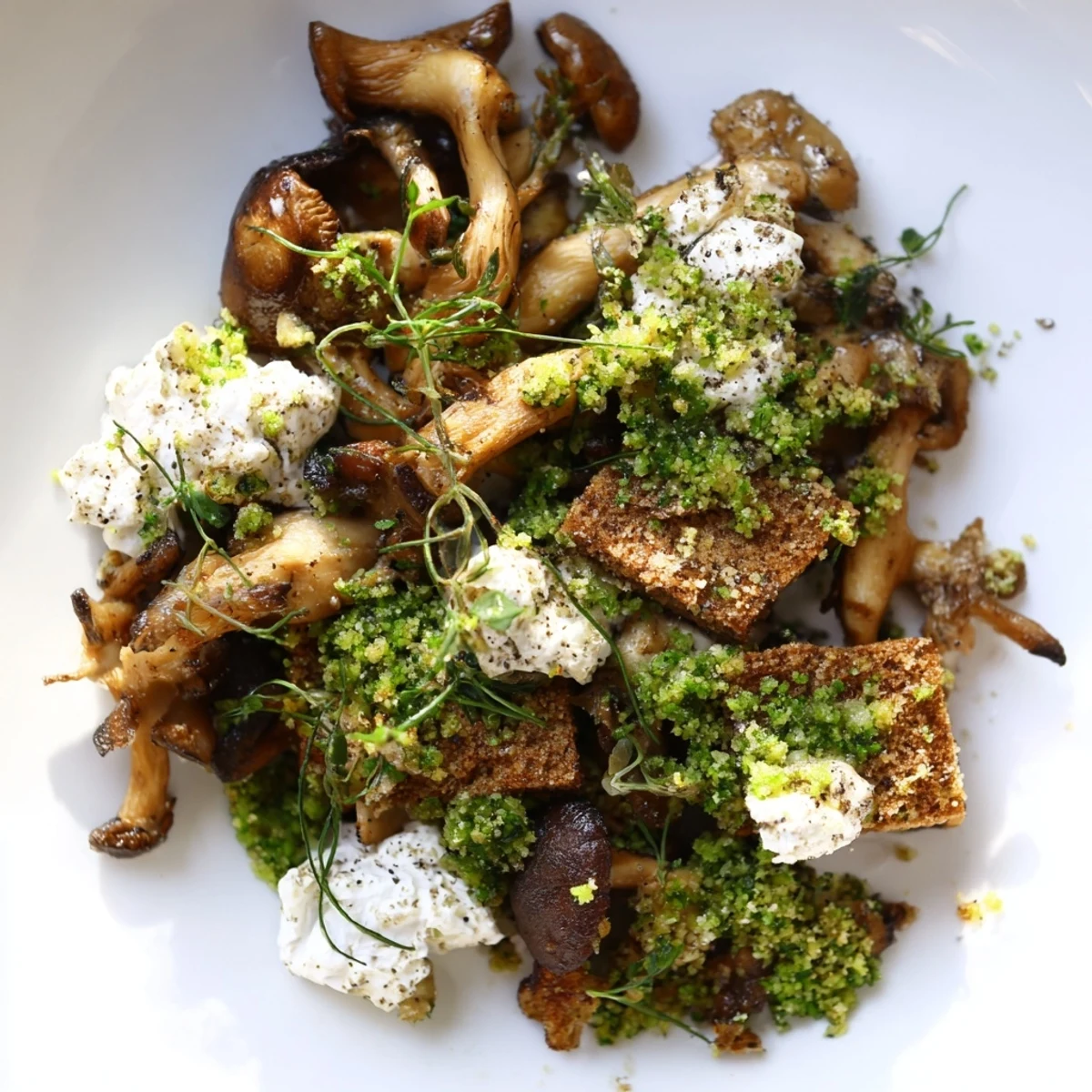 Golden mushrooms and herbed breadcrumbs on a Savory Platter, ready for sharing with friends.