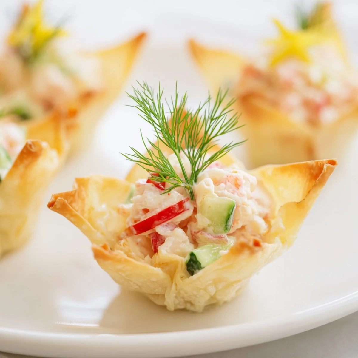 Mini Star Cocktail Cups, a bright, elegant appetizer with creamy shrimp filling nestling in golden pastry.