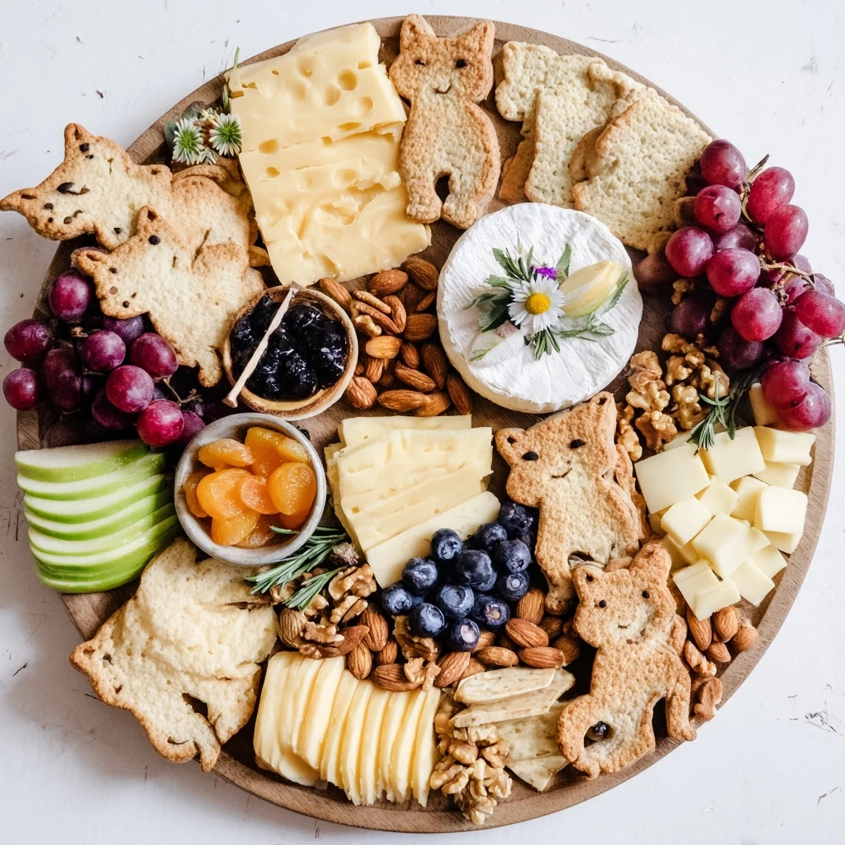 Vibrant Cozy Forest Animal Board: Featuring sweet fruits, savory cheeses, and charming woodland accents to enjoy.