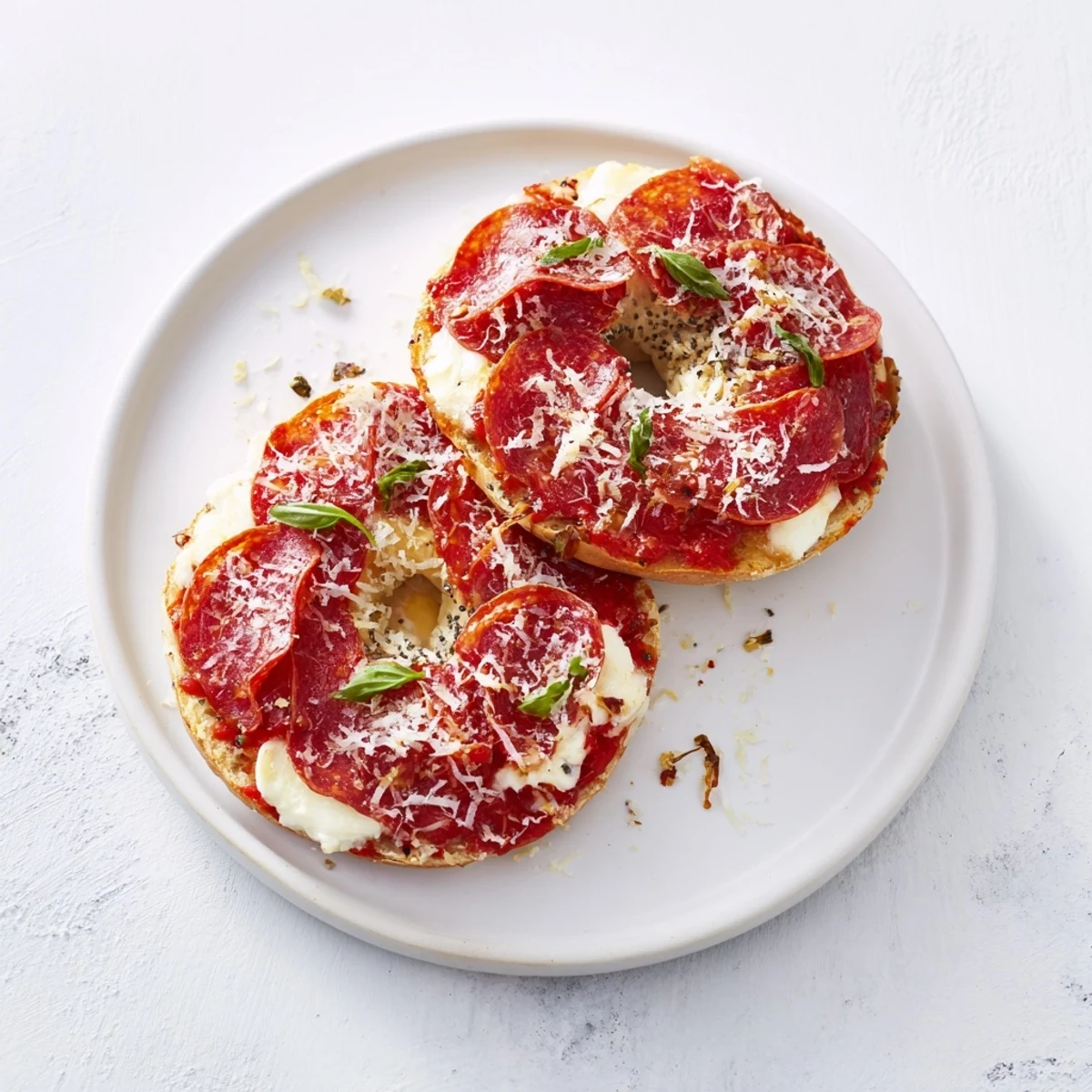 Mini pepperoni pizza bagels