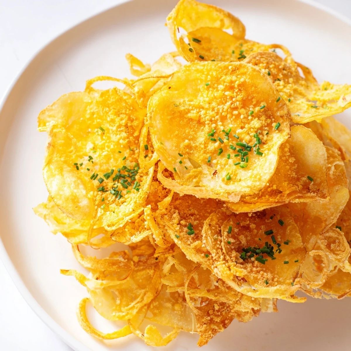 A close-up of delicious Crispy Onion Cheese Chips, showing crispy onions and bubbly cheese ready to enjoy.