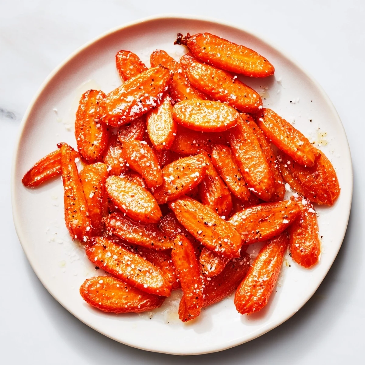 Golden, caramelized Parmesan baby carrot chips, a perfect side dish for dinner tonight.