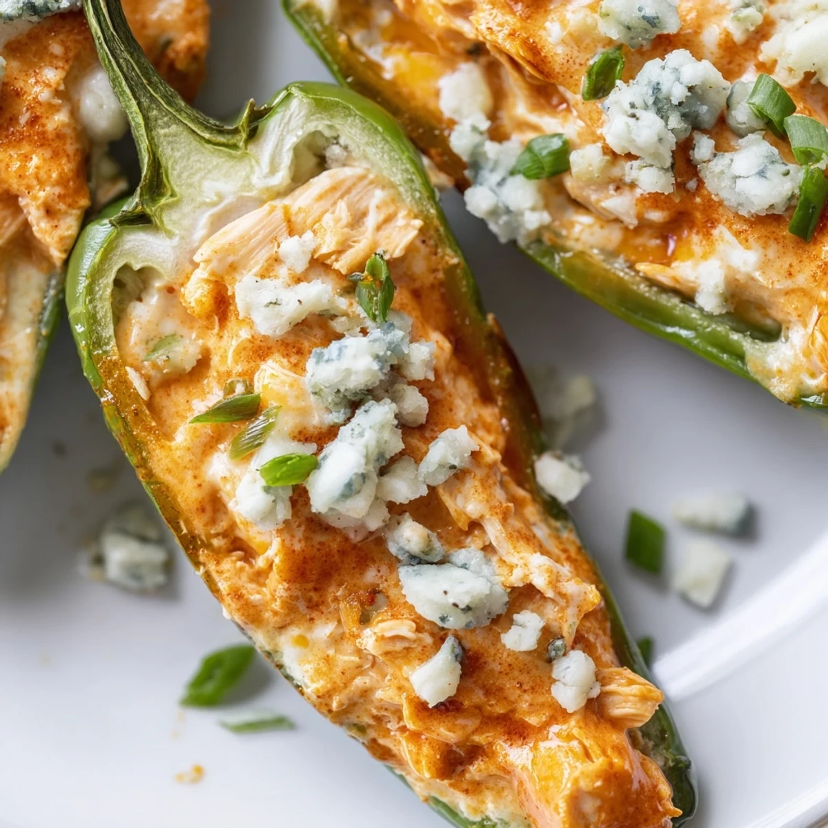 Platter of baked Buffalo Wing Poppers, ready to serve with crisp celery sticks for a classic game day appetizer.