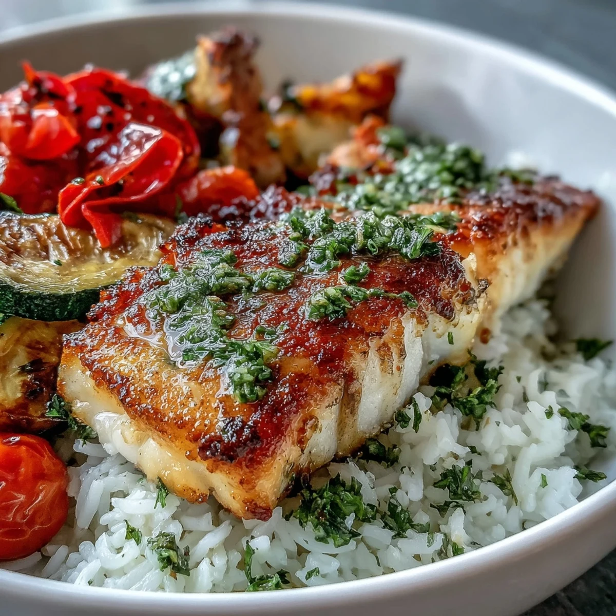 Elegancki talerz z łososiem o delikatnym smaku i pieczonych warzyw.