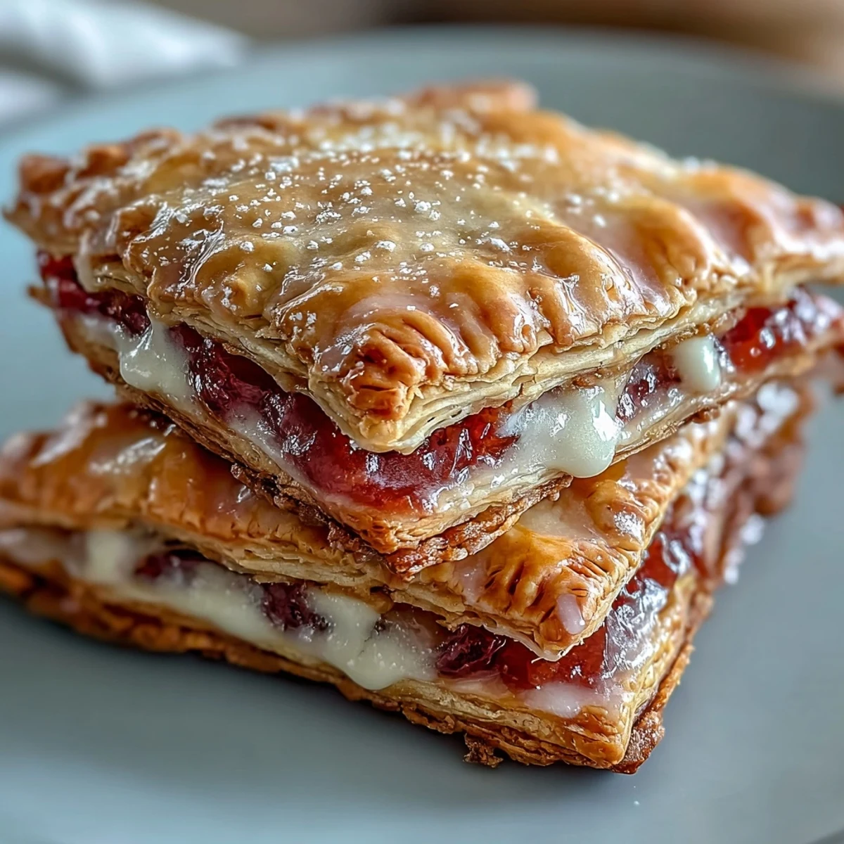 Rustic Guava Cheese Pop Tarts with flaky golden pastry, a vibrant pink glaze drizzled over the sweet-tart filling.