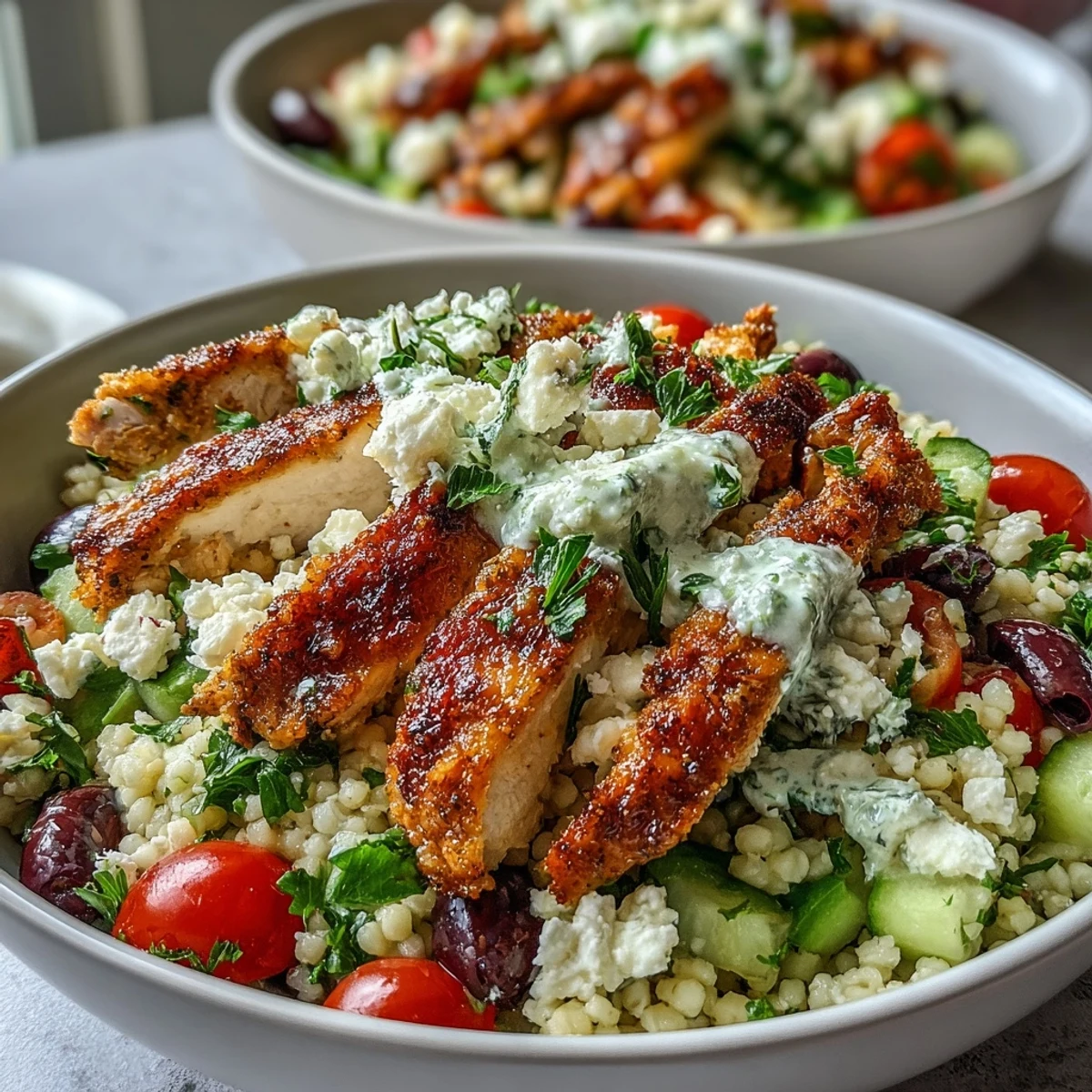 Golden couscous salad and juicy chicken create a vibrant, high-protein dinner ideal for busy weeknights.