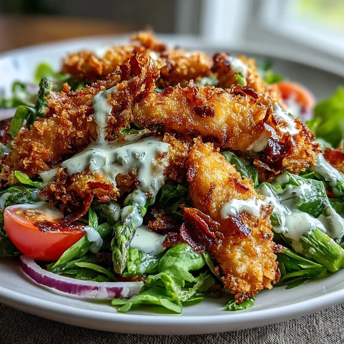 The asparagus shows a crunchy Parmesan coating, making the salad perfect for a healthy lunch.
