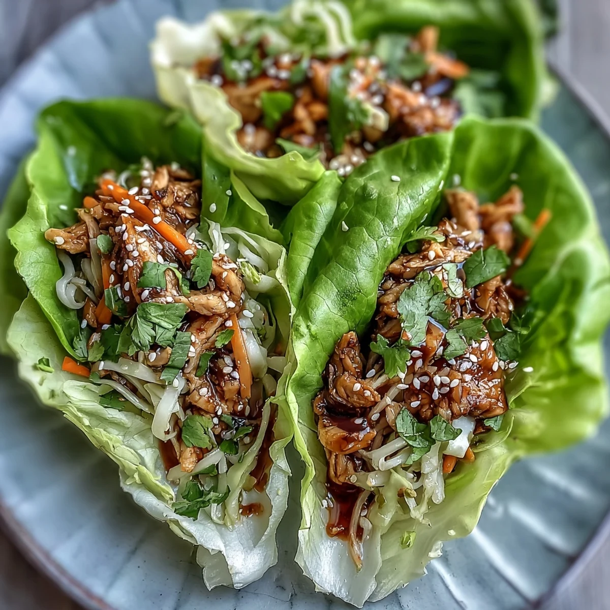 Soczysty indyk z makaronem shirataki w miękkich liściach sałaty maślanej