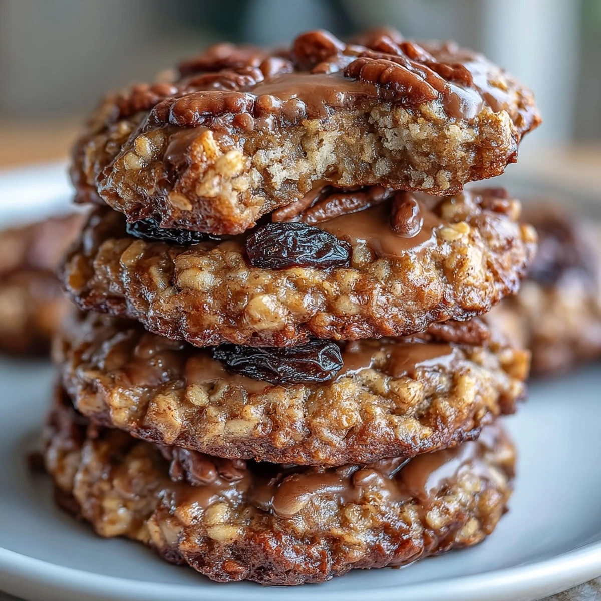 Warm Vegan Banana Oat Breakfast Cookies with cinnamon on a cooling rack.