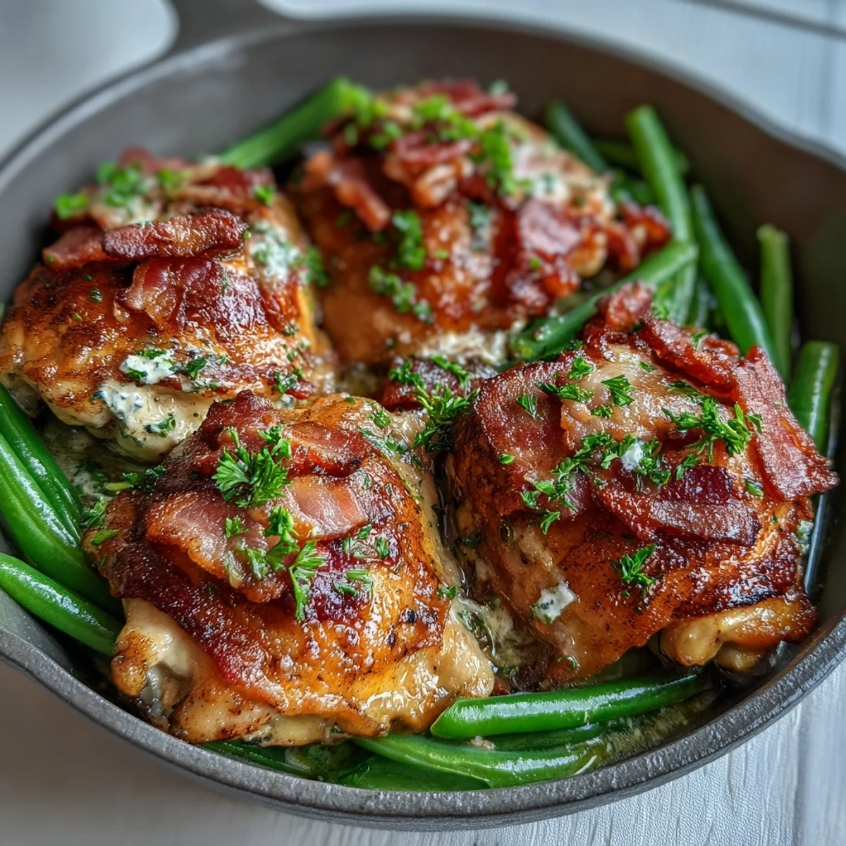 Kurczak z bekonem i fasolką