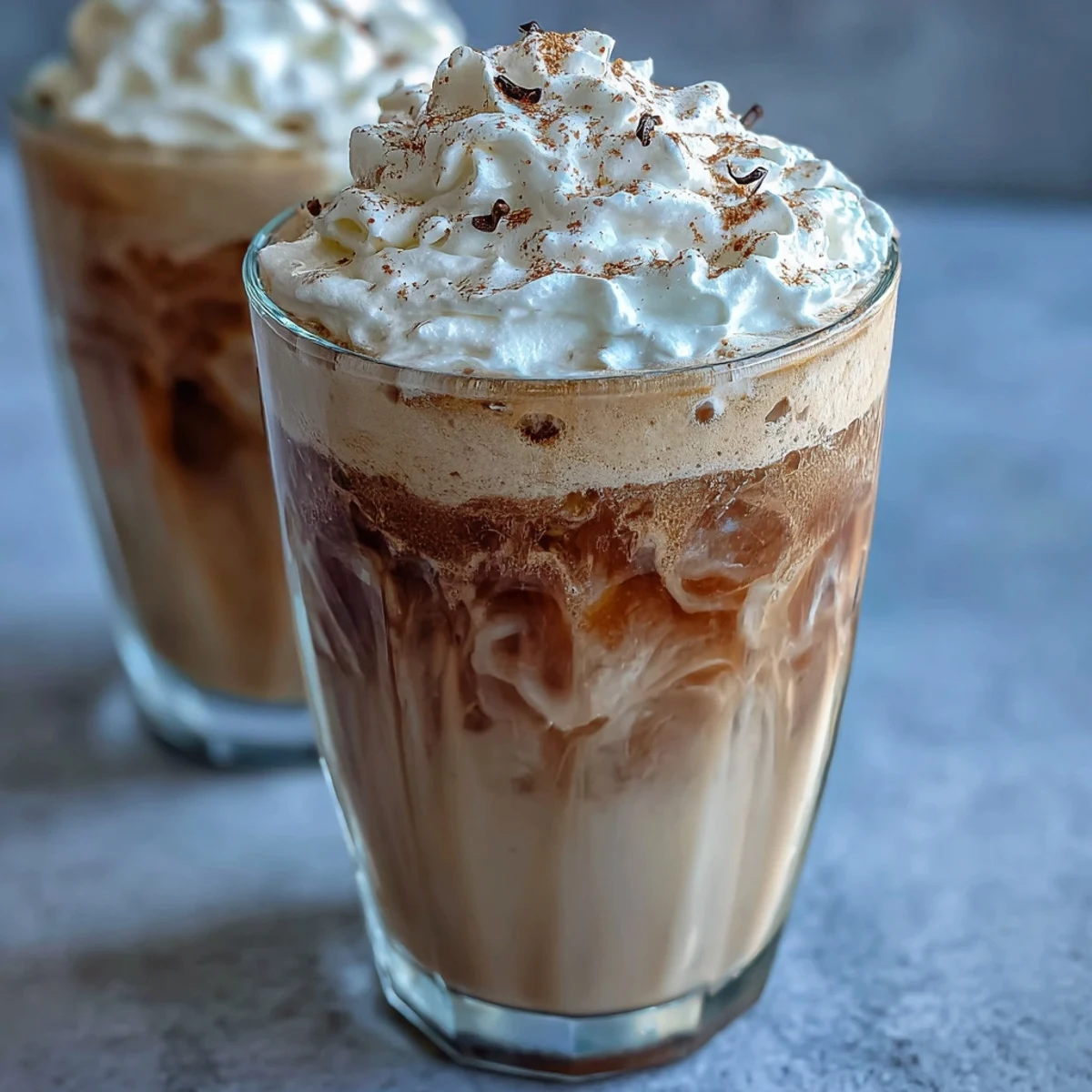 Oświeżająca, bezgrzeszna mieszanka kawowa z wanilią i migdałowym mlekiem, udekorowana puszystym toppingiem.