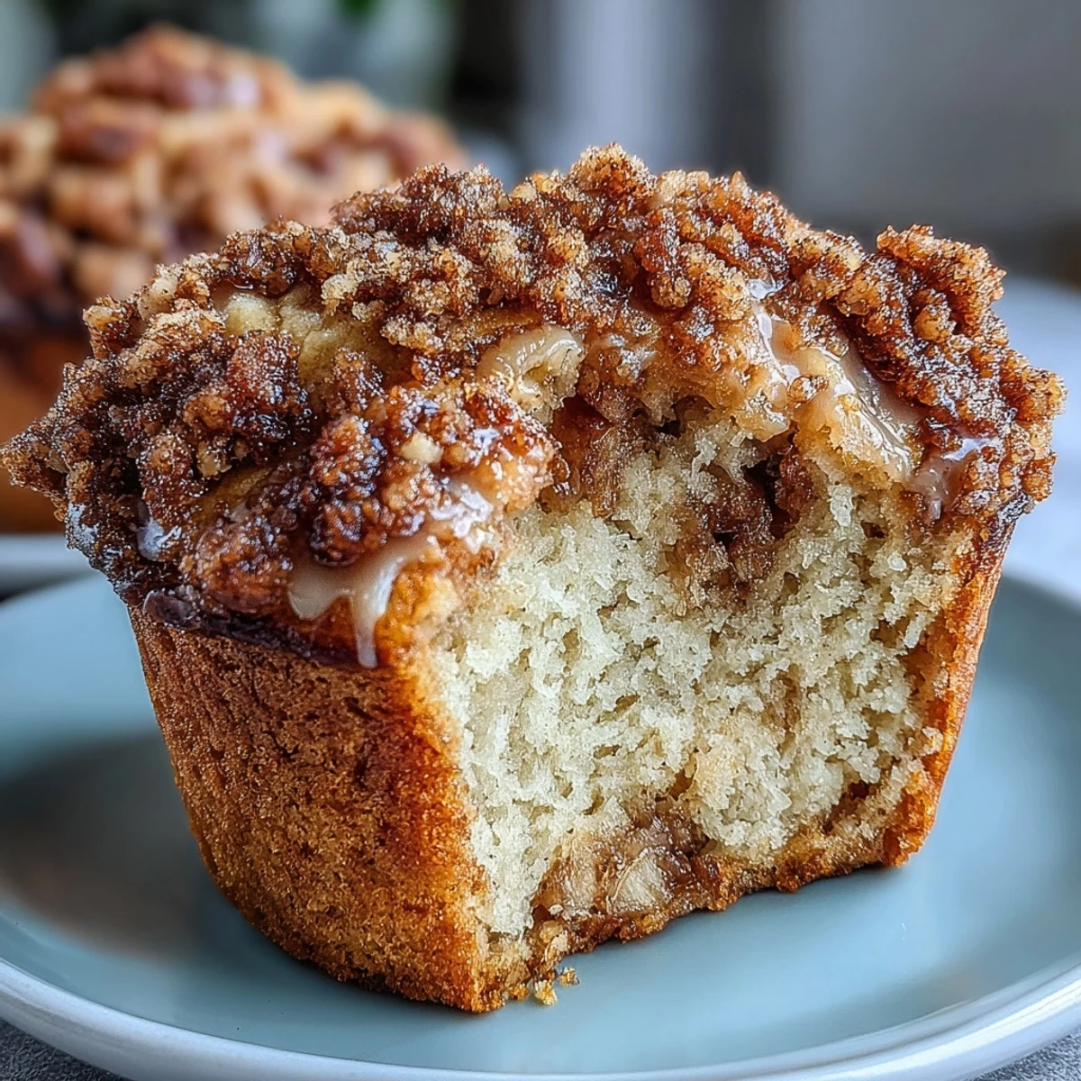 Muffinki z bananem, resztkami zakwasu i kruszonką cynamonową na śniadanie lub na przekąskę.  