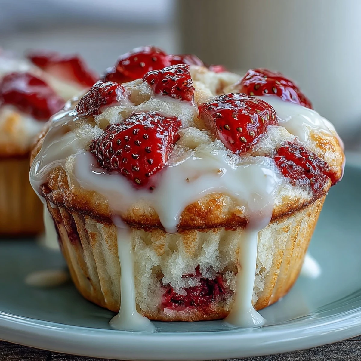 Kolorowe muffinki z truskawkami, z kremowym greckim jogurtem, pachnące świeżością i słodyczą.