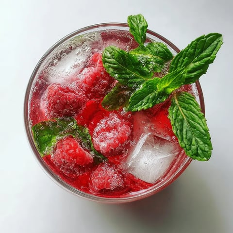 W kielichu z raspberry-mint toonic mocktail, wypełnionym lodowatą raspberry i mlekiem.