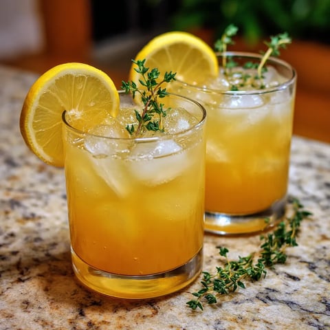 Dwa kielisze Honey & Thyme Mead Cocktail.