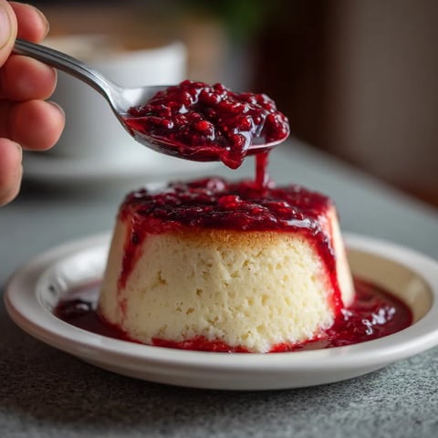 Obraz przedstawia puding z serem.