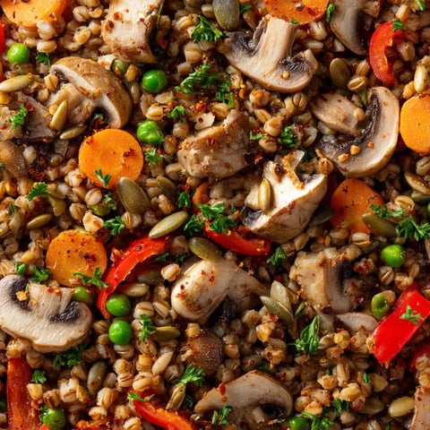 Obraz przedstawia kaszą (buckwheat) wraz z różnymi składnikami.