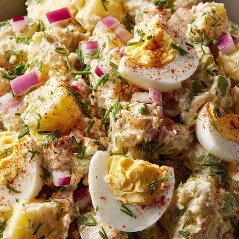 W obrazie przedstawiona jest klasyczna potato salad.